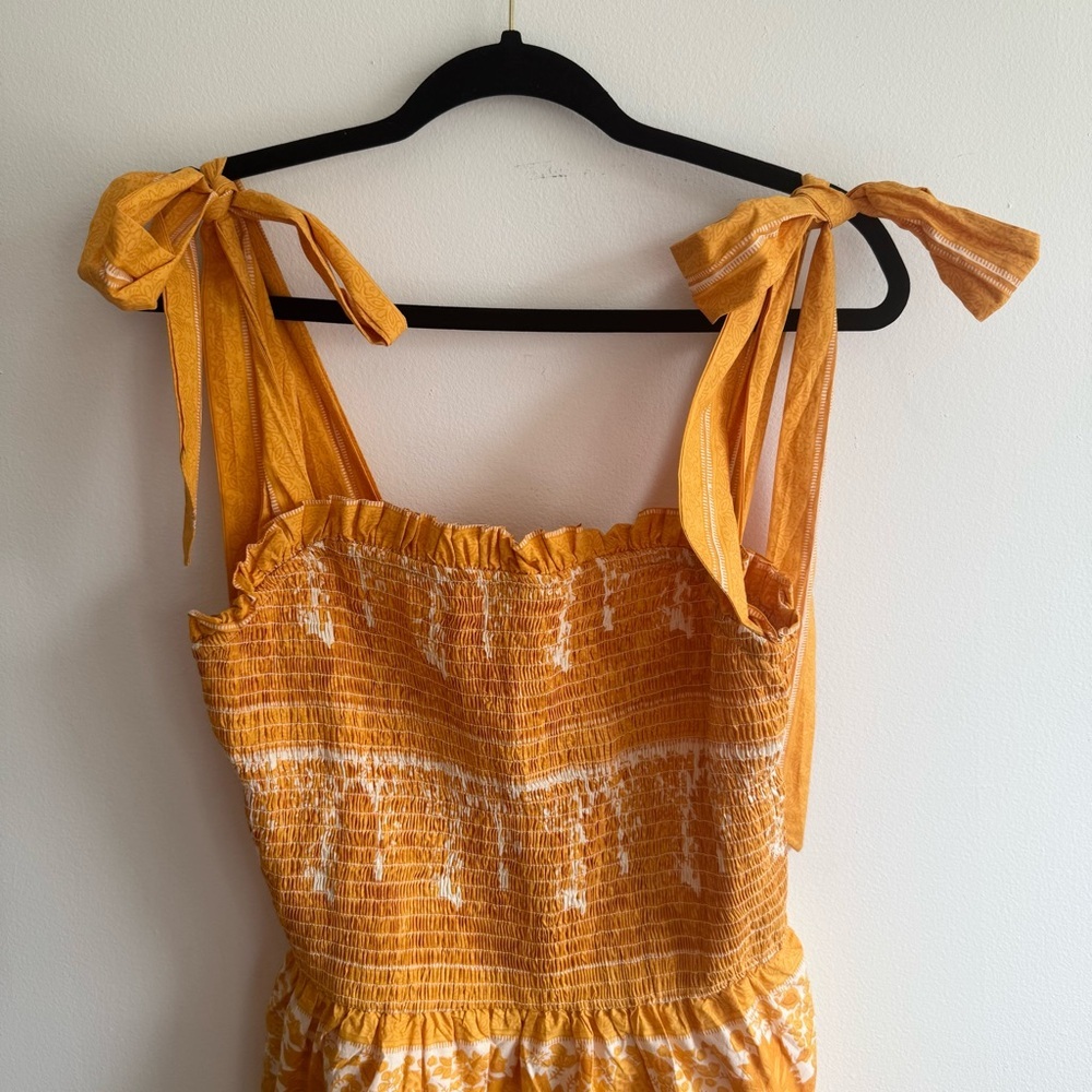 Cleobella Eliana Resort Boho Festival Tie Strap Smocked Mini Dress Size M - Picture 5 of 11